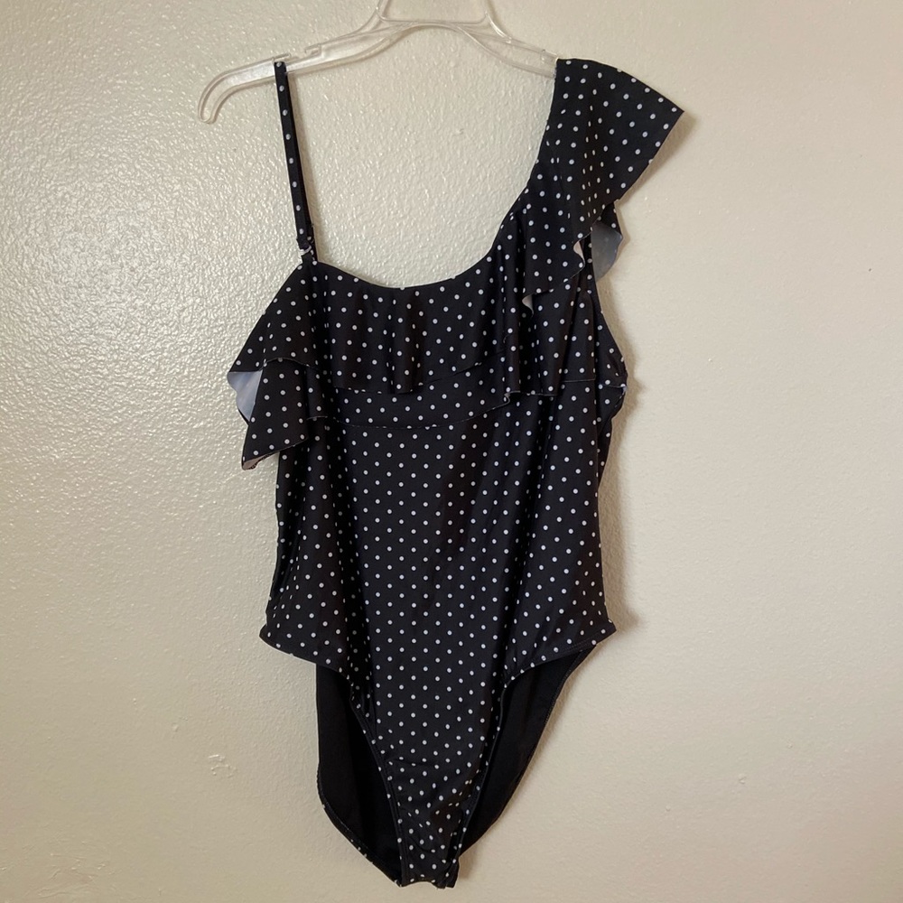 ASOS Black Polka Dot One Piece Swimsuit